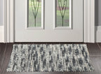 Multi Size Shades of Gray Color Hand Made Mat 100% Polyester� Modern & Contemporary Oriental Rug