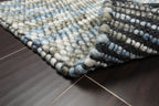 Multi Size Gray Ivory Blue Color Hand Made Mat 100% Polyester� Modern & Contemporary Oriental Rug