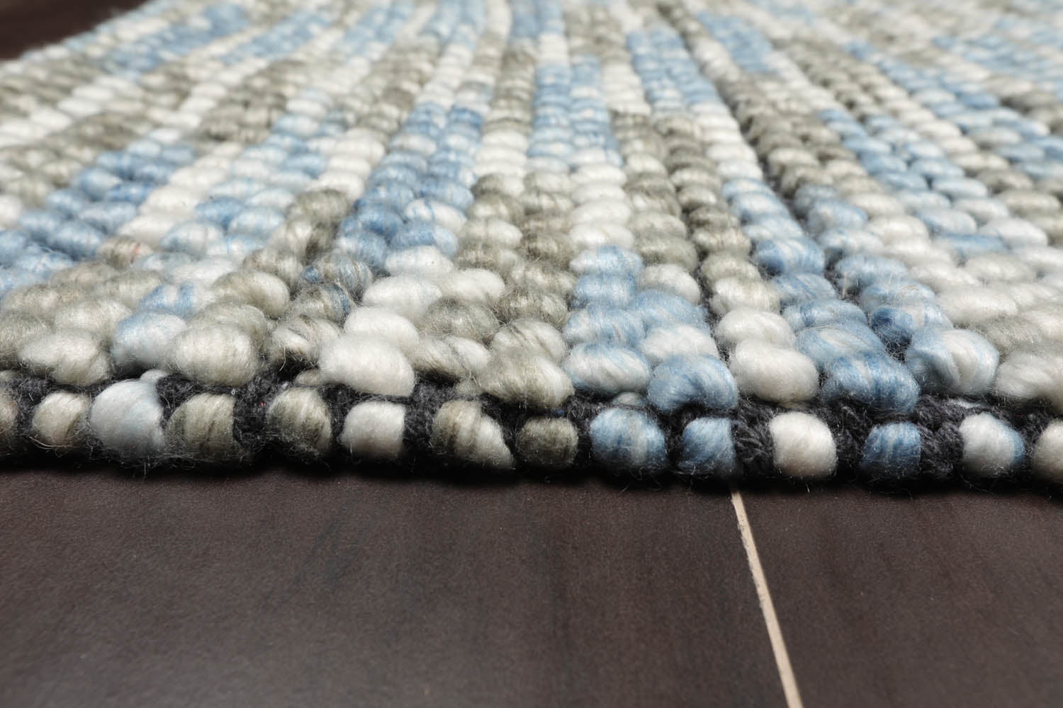 Multi Size Gray Ivory Blue Color Hand Made Mat 100% Polyester� Modern & Contemporary Oriental Rug