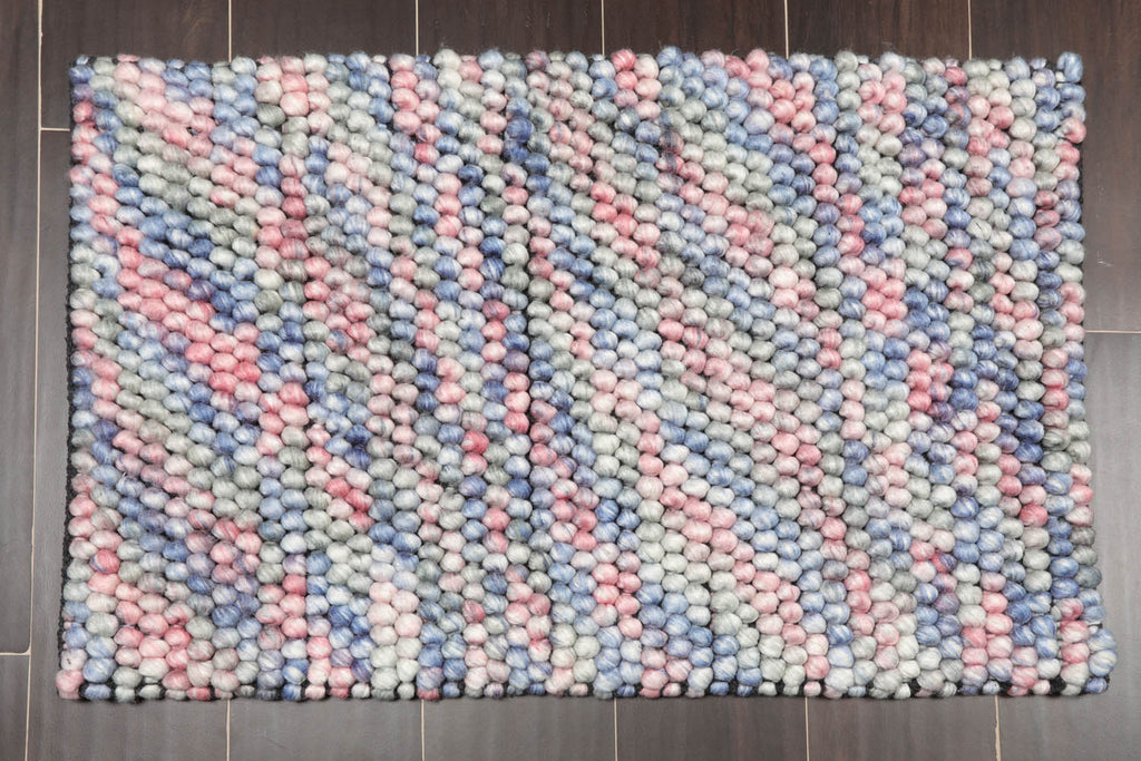 Multi Size Pink Purple Green Color Hand Made Mat 100% Polyester� Modern & Contemporary Oriental Rug