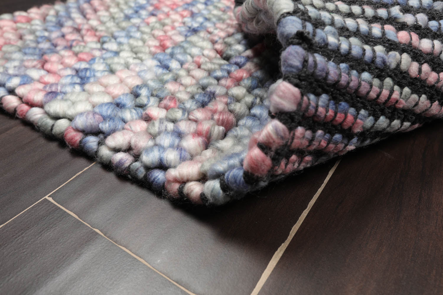 Multi Size Pink Purple Green Color Hand Made Mat 100% Polyester� Modern & Contemporary Oriental Rug