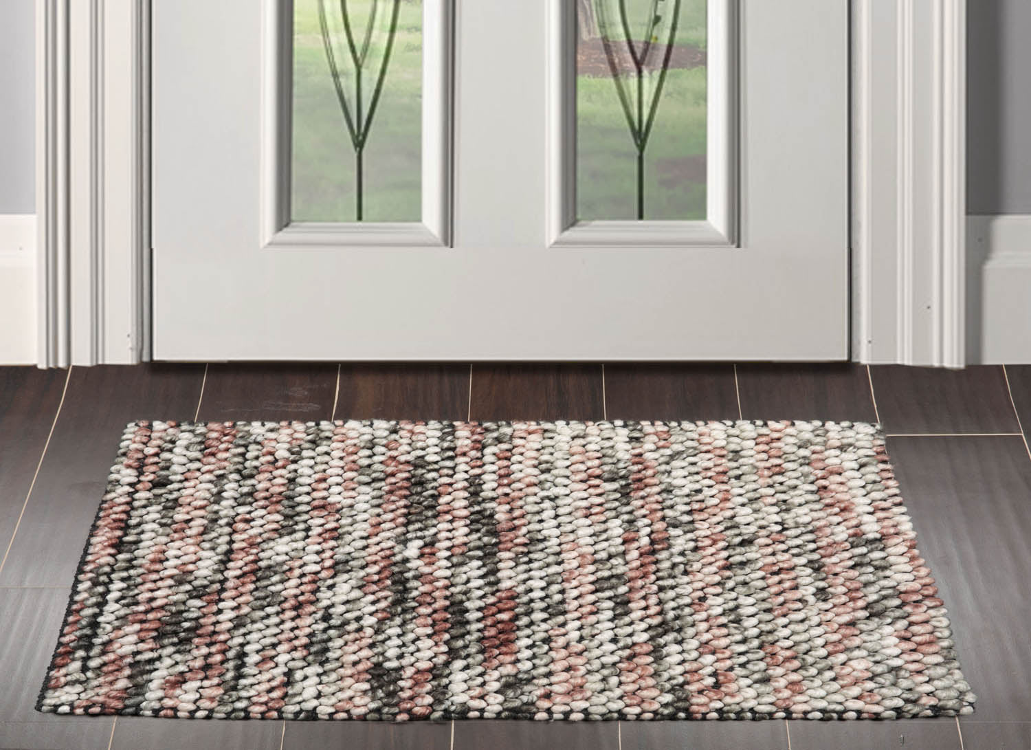Multi Size Brown Beige Rust Color Hand Made Mat 100% Polyester� Modern & Contemporary Oriental Rug Main image