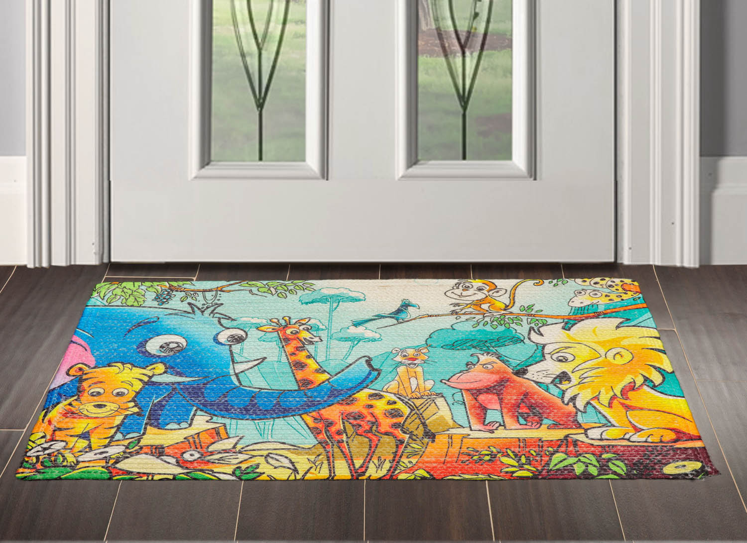 2x3 Multi Color, , Color Hand Made Braided Mat 100% Polyester� Modern & Contemporary Oriental Rug Main image