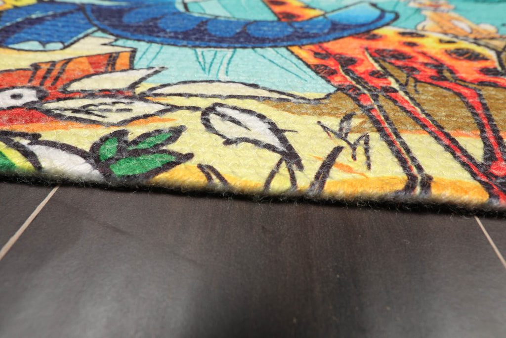 2x3 Multi Color, , Color Hand Made Braided Mat 100% Polyester� Modern & Contemporary Oriental Rug