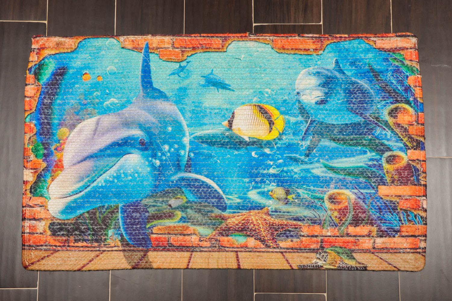 2x3 Hand-Made Ocean Print Multicolor Polyester Kids Mat – Washable Stain-Resistant Underwater Play Rug Secondary image