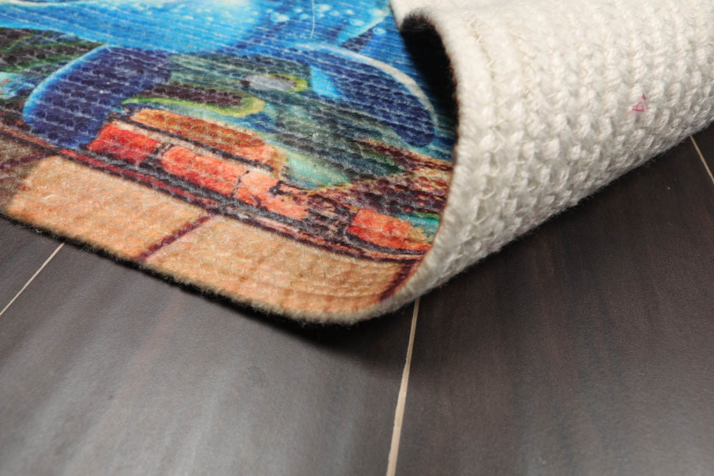 2x3 Multi Color, , Color Hand Made Braided Mat 100% Polyester� Modern & Contemporary Oriental Rug