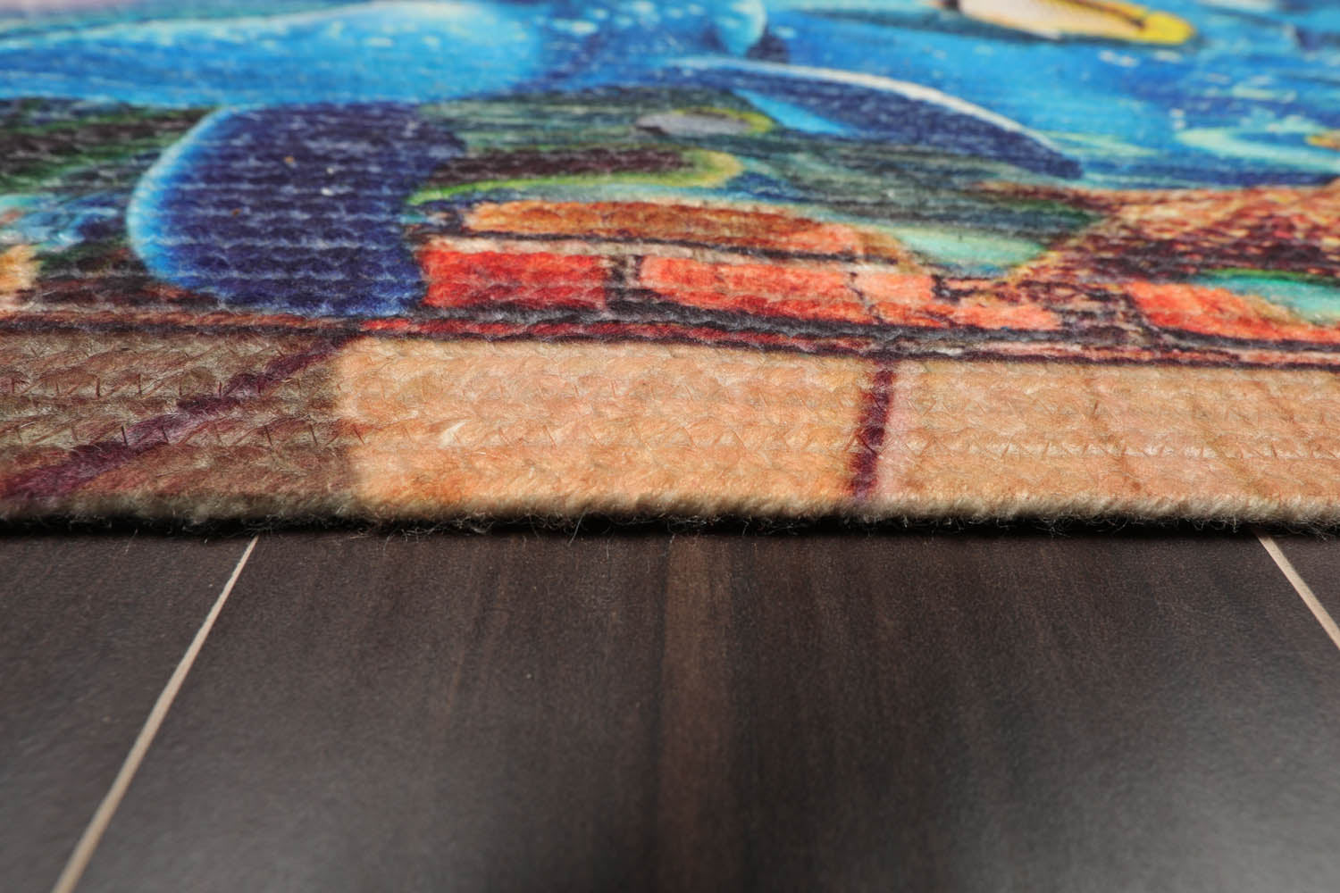 2x3 Multi Color, , Color Hand Made Braided Mat 100% Polyester� Modern & Contemporary Oriental Rug