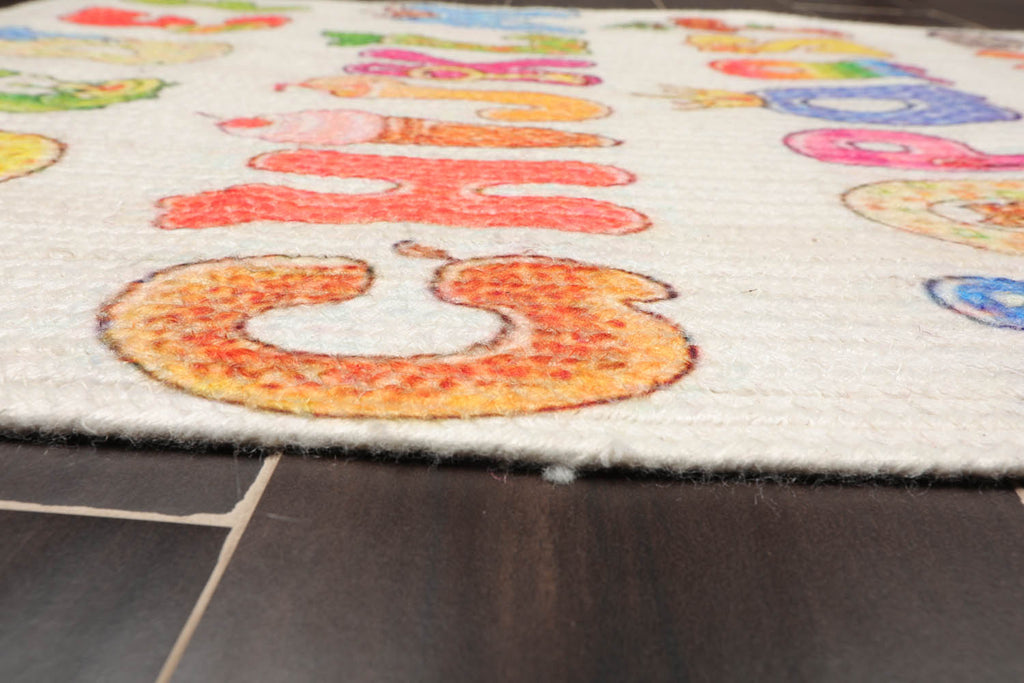 2x3 Multi Color, , Color Hand Made Braided Mat 100% Polyester� Modern & Contemporary Oriental Rug