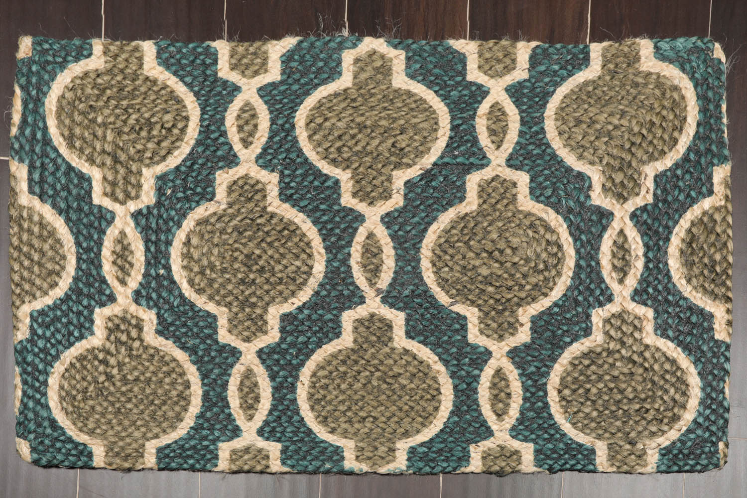 2x3 Hand-Made Blue, Beige & Gray Braided Jute Mat – Easy to Clean Stain-Resistant Handspun Natural Mat Secondary image