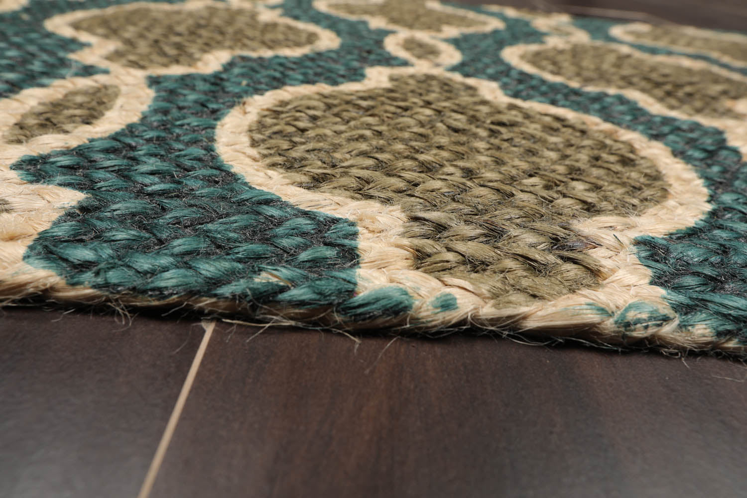 2x3 Blue, Beige, Gray Color Hand Made Braided Mat Handspun Jute Modern & Contemporary Oriental Rug