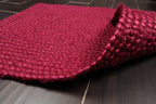 2x3 Burgundy, , Color Hand Made Braided Mat Handspun Jute Modern & Contemporary Oriental Rug