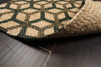 2x3 Tan, Green, Brown Color Hand Made Braided Mat Handspun Jute Modern & Contemporary Oriental Rug