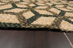 2x3 Tan, Green, Brown Color Hand Made Braided Mat Handspun Jute Modern & Contemporary Oriental Rug