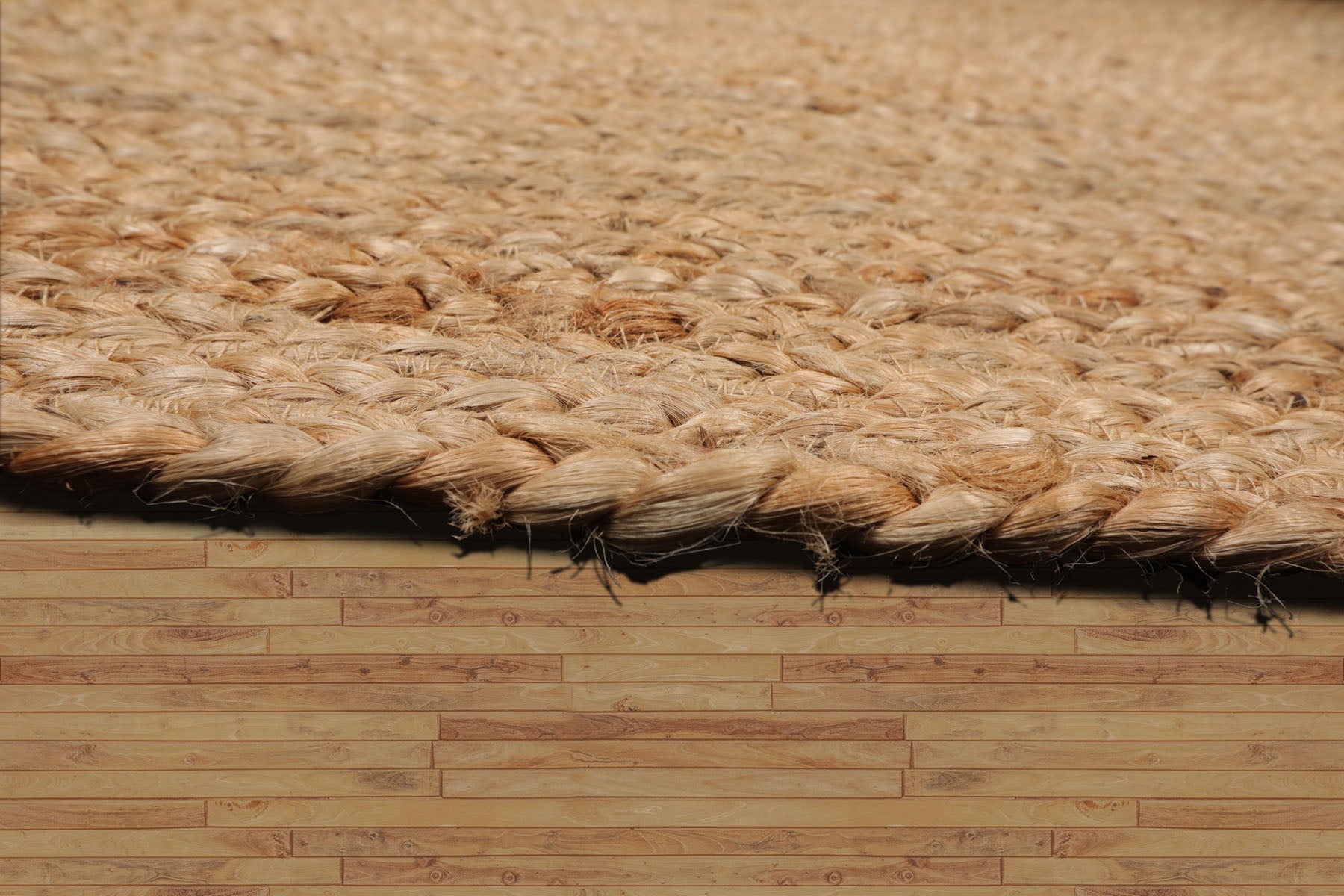 2x3 Natural, , Color Hand Made Braided Mat Handspun Jute Modern & Contemporary Oriental Rug