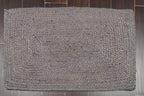 2x3 Gray, , Color Hand Made Braided Mat Handspun Jute Modern & Contemporary Oriental Rug