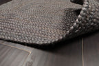 2x3 Gray, , Color Hand Made Braided Mat Handspun Jute Modern & Contemporary Oriental Rug