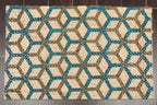 2x3 Tan, Teal, Brown Color Machine Made Braided Mat Handspun Jute Modern & Contemporary Oriental Rug