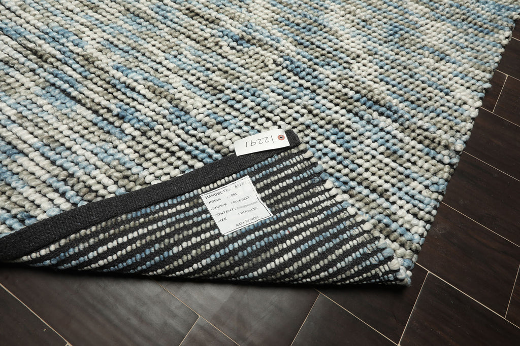 5x7 Ivory, Blue, Gray Color Hand Tufted Oriental Area Rug Polyster/Cotton Blend Contemporary Oriental Rug