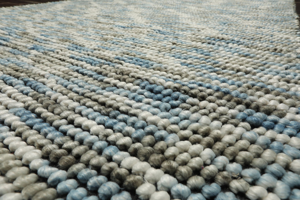 5x7 Ivory, Blue, Gray Color Hand Tufted Oriental Area Rug Polyster/Cotton Blend Contemporary Oriental Rug