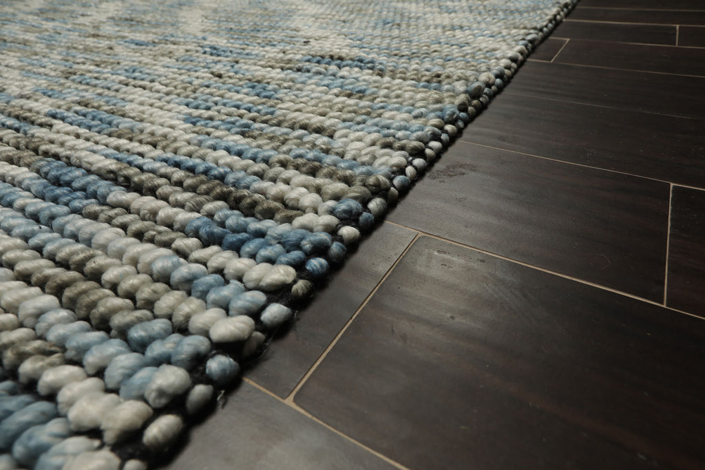 5x7 Ivory, Blue, Gray Color Hand Tufted Oriental Area Rug Polyster/Cotton Blend Contemporary Oriental Rug