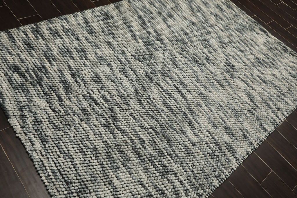 5x7 Ivory, Slate, Color Hand Tufted Oriental Area Rug Polyster/Cotton Blend Contemporary Oriental Rug