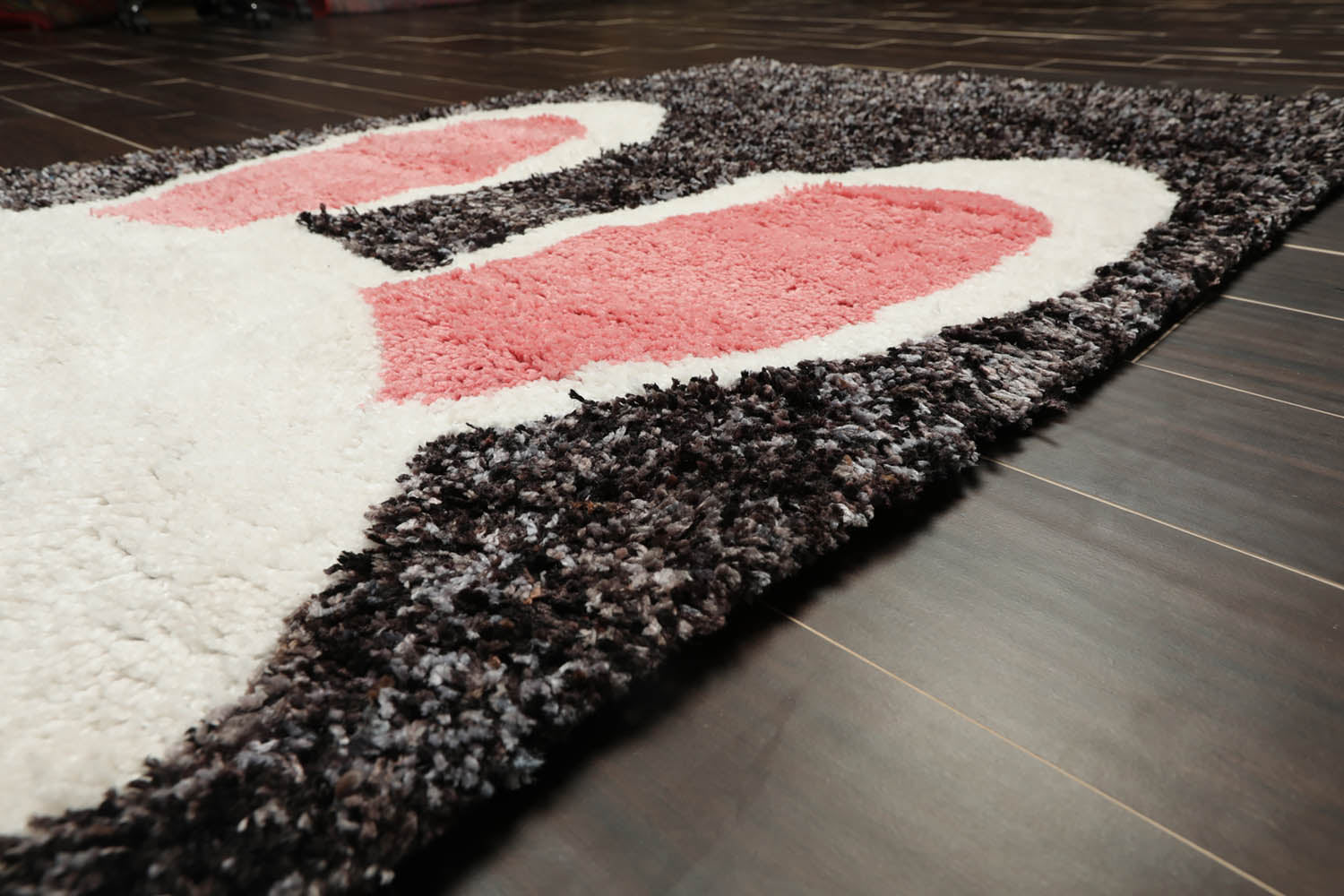 Fluffy Cute Bunny Hand-Tufted Plush Washable Ultra Soft Shag Area Rug 3x5 Animal Brown Carpet with Pink Ears and Black Nose for Kids Room Fluff Cartoon Floor Mat Rectangle Home Decor Carpet Secondary image