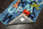3x5 Blue, Multi, Color Hand Tufted Oriental Area Rug Polyster/Cotton Blend Novelty Oriental Rug
