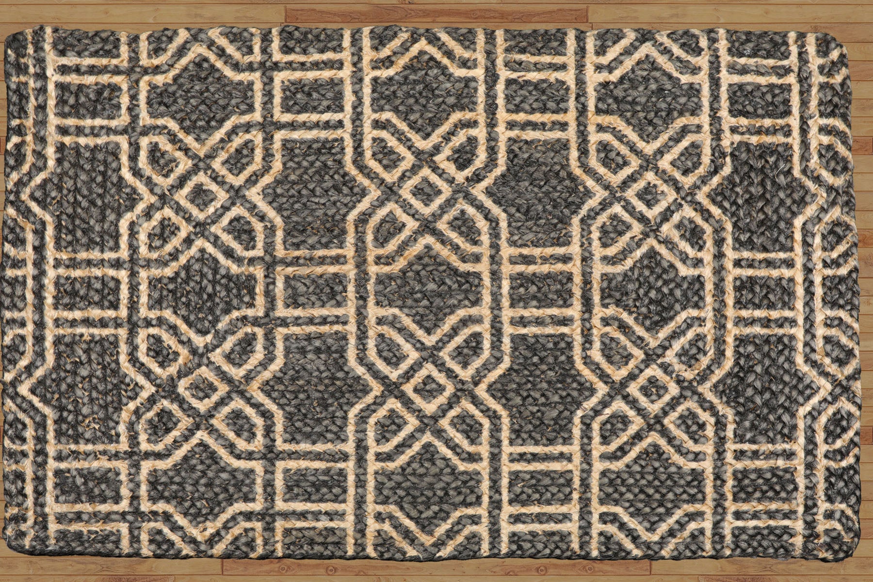 2x3 Brown Beige Hand Made Handspun Jute Braided Mat – Modern & Contemporary Oriental Area Rug Secondary image