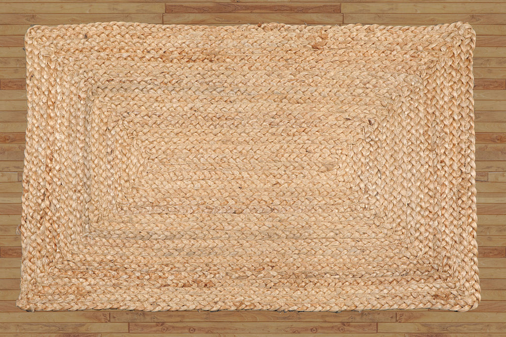 2x3 Natural, , Color Hand Made Braided Mat Handspun Jute Modern & Contemporary Oriental Rug