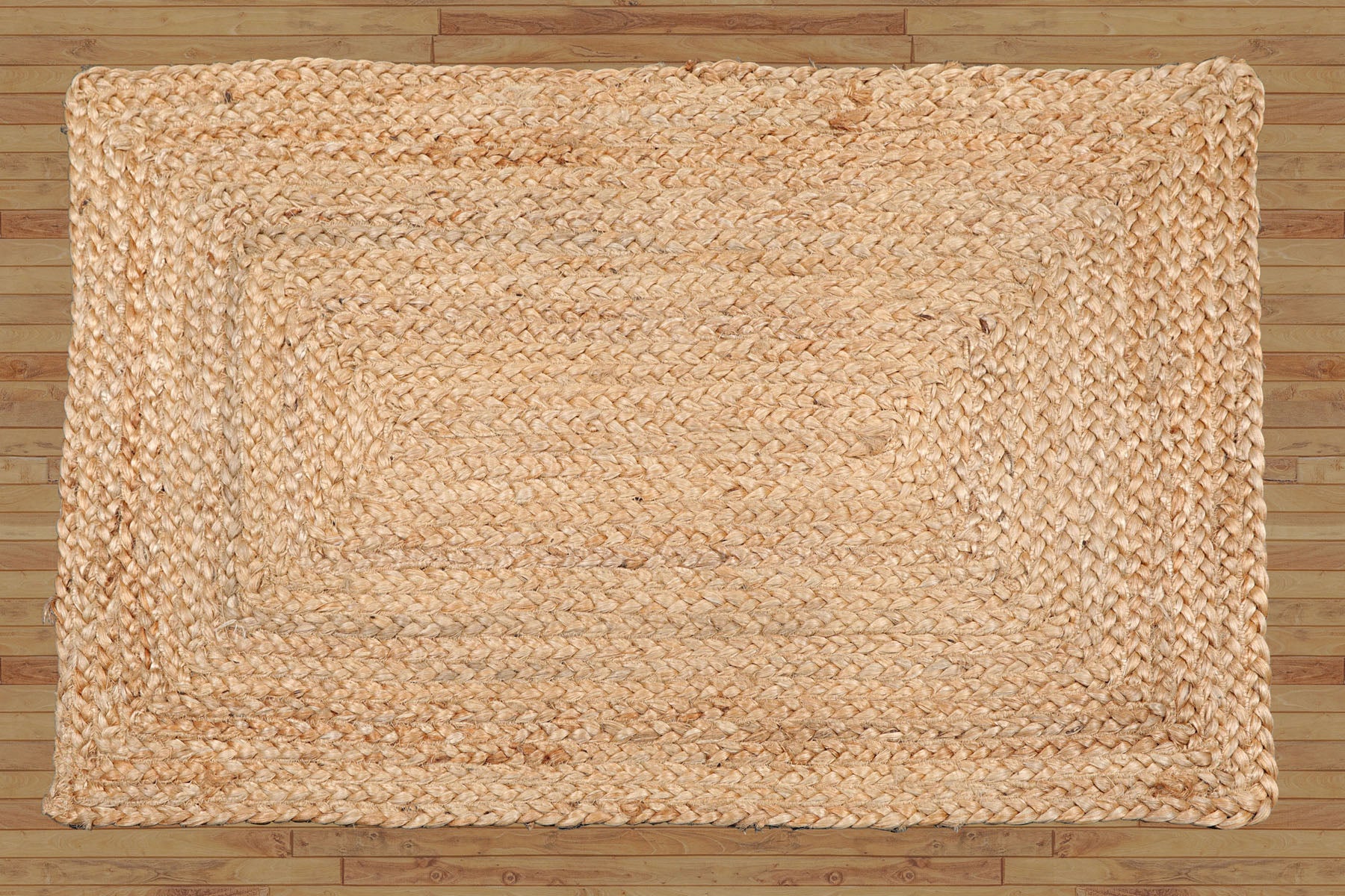 2x3 Natural, , Color Hand Made Braided Mat Handspun Jute Modern & Contemporary Oriental Rug