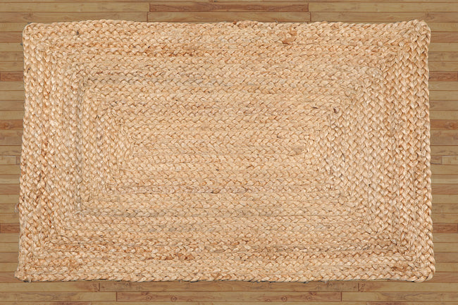 2x3 Natural Hand Made Handspun Jute Braided Mat – Modern & Contemporary Oriental Area Rug Main Image