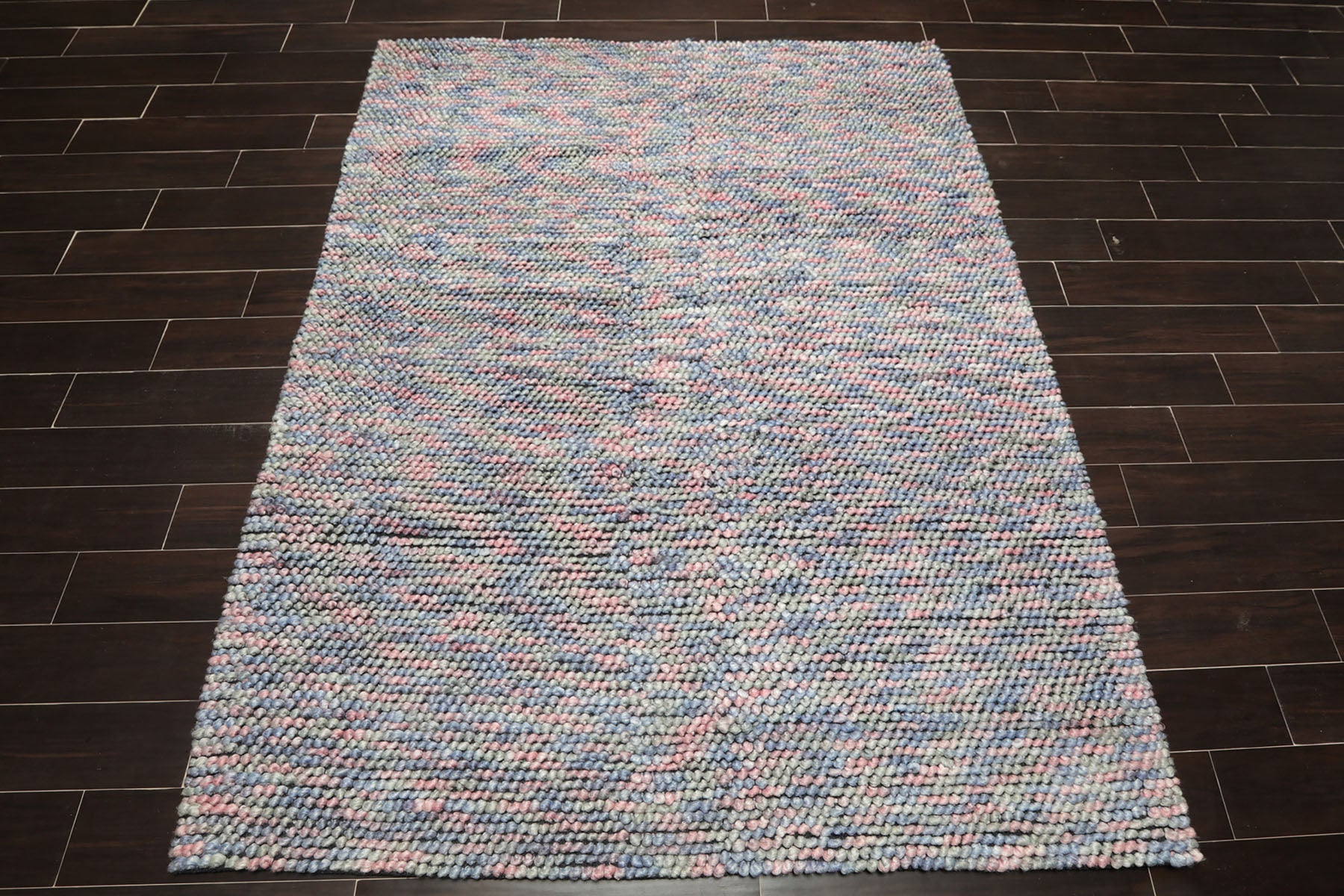 5x7 Blue, Pale Pink & Aqua Hand Tufted Oriental Area Rug – Polyester Cotton Blend Contemporary Rug Secondary image