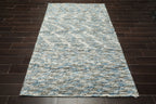 5x7 Ivory, Blue, Gray Color Hand Tufted Oriental Area Rug Polyster/Cotton Blend Contemporary Oriental Rug