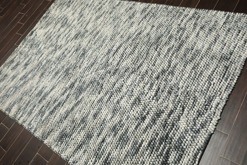 5x7 Ivory, Slate, Color Hand Tufted Oriental Area Rug Polyster/Cotton Blend Contemporary Oriental Rug