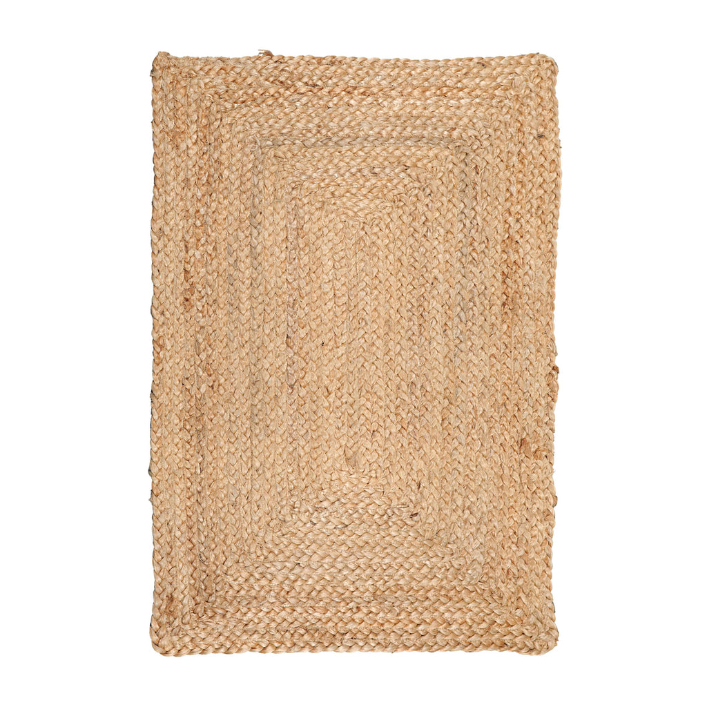 2x3 Natural, , Color Hand Made Braided Mat Handspun Jute Modern & Contemporary Oriental Rug