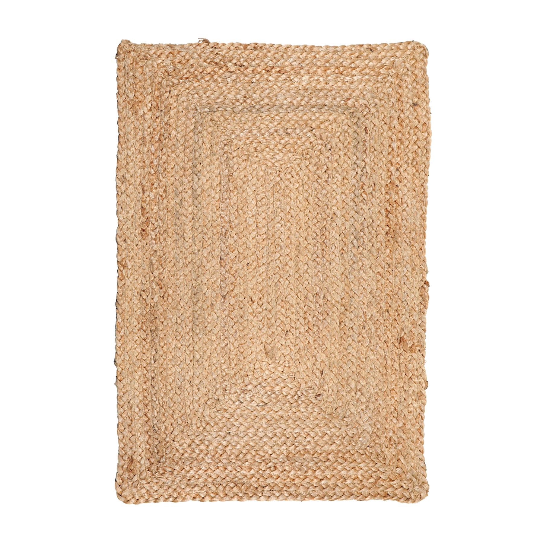 2x3 Natural, , Color Hand Made Braided Mat Handspun Jute Modern & Contemporary Oriental Rug